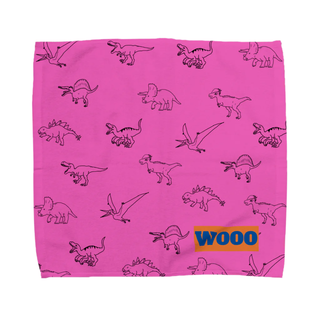 WOOOの恐竜　総柄タオル　マゼンタピンク Towel Handkerchief