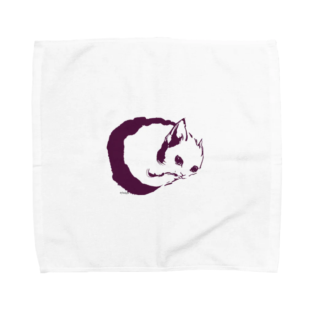 fumikayaのまんまる一文字ねこ Towel Handkerchief