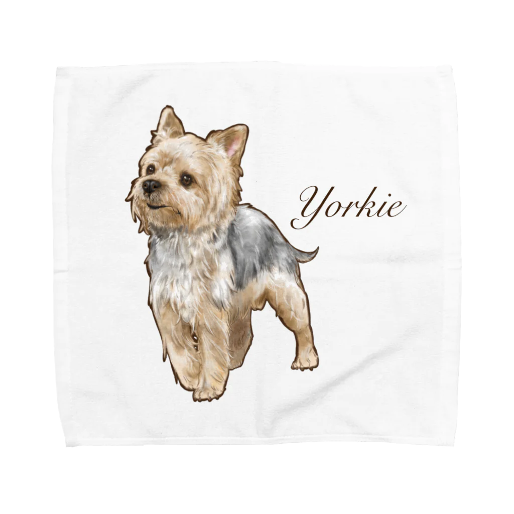 あや_動物のイラストのヨークシャテリア　ヨーキー　イラストグッズ Towel Handkerchief