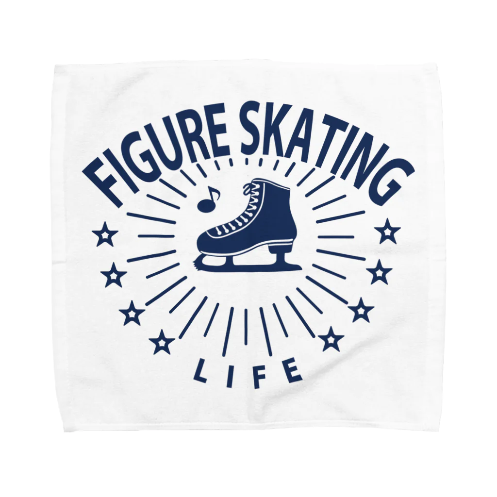 sports_tower スポーツタワーのフィギュアスケート・星・figure skating・グッズ・デザイン・フィギアスケート・#Tシャツ・ステップ・スピン・ジャンプ・スケート靴イラスト・技・男子・女子・かっこいい・かわいい・アイスダンス タオルハンカチ