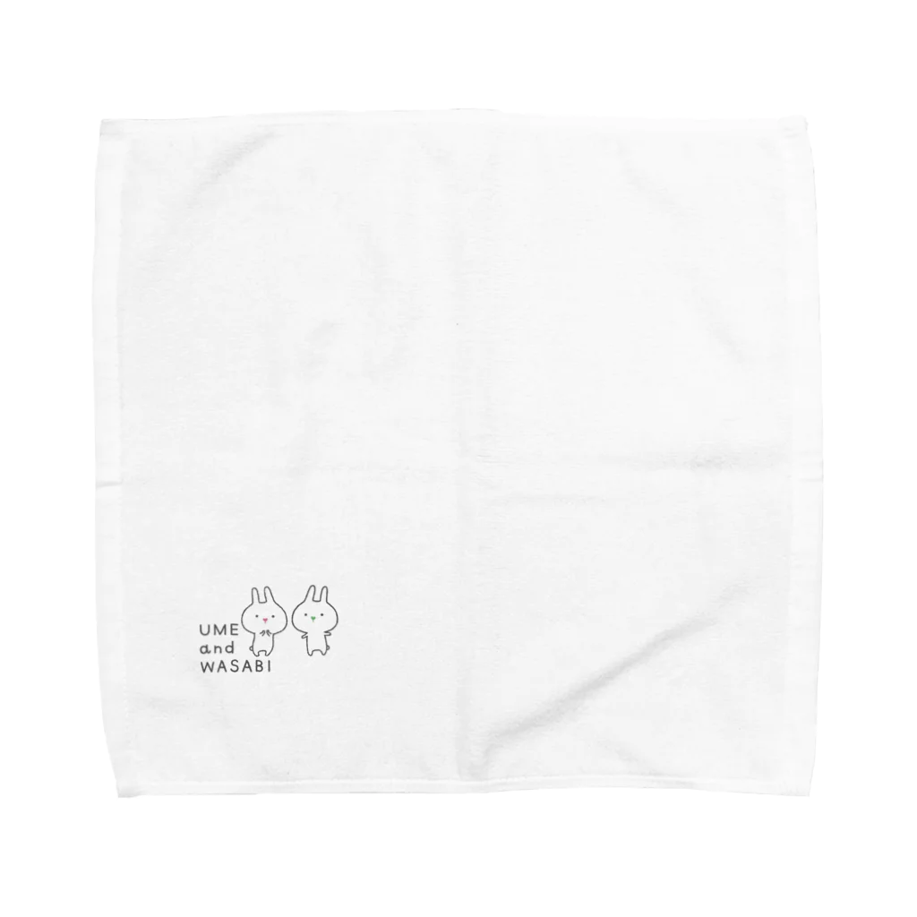 うさぎもようのうめとわさびロゴ付き Towel Handkerchief