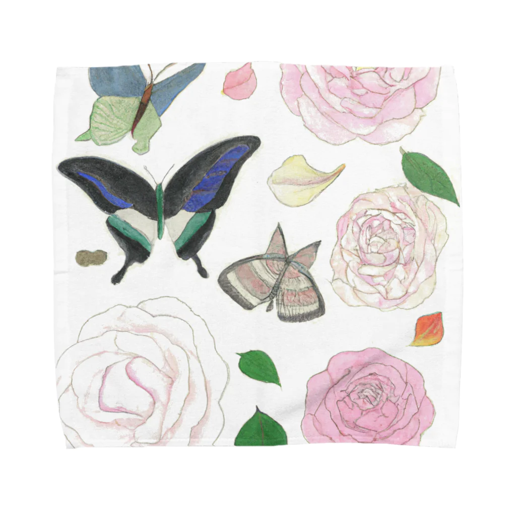 Spirit of 和の蝶と薔薇 Towel Handkerchief