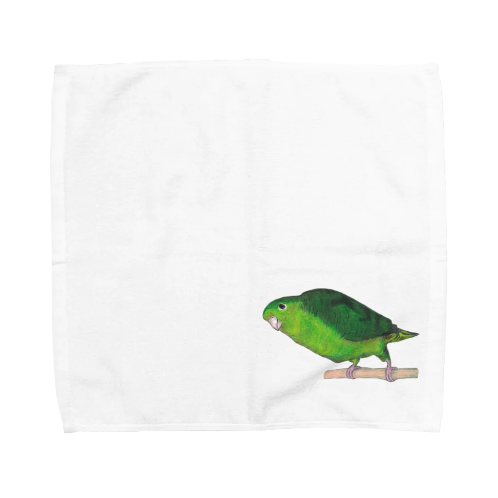 森図鑑の[森図鑑] サザナミインコ緑色 Towel Handkerchief