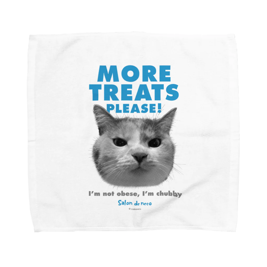 salon de necoのmore treats！ BLUE 【保護猫寄付220円】 タオルハンカチ