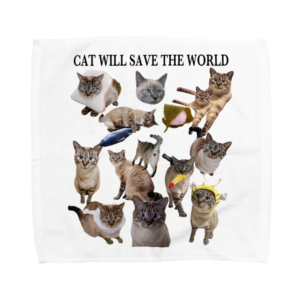 ポンコツ商会のCAT WILL SAVE THE WORLD タオルハンカチ