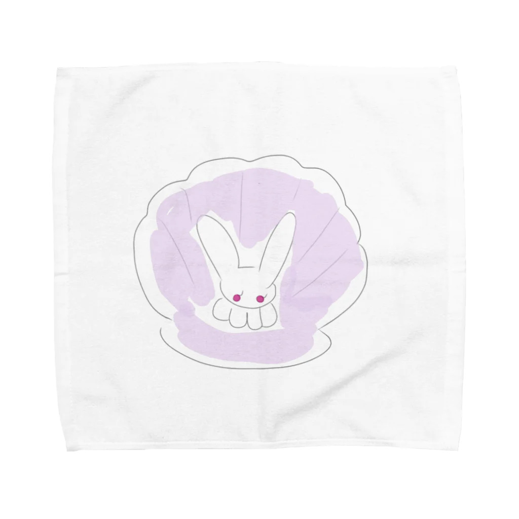 妖怪 水姫城-Yokai.Mizukijyo-ฅ^ơωơ^ฅ♡の貝がらと、ネコうさ🐰(ラベンダー×ホワイト) Towel Handkerchief