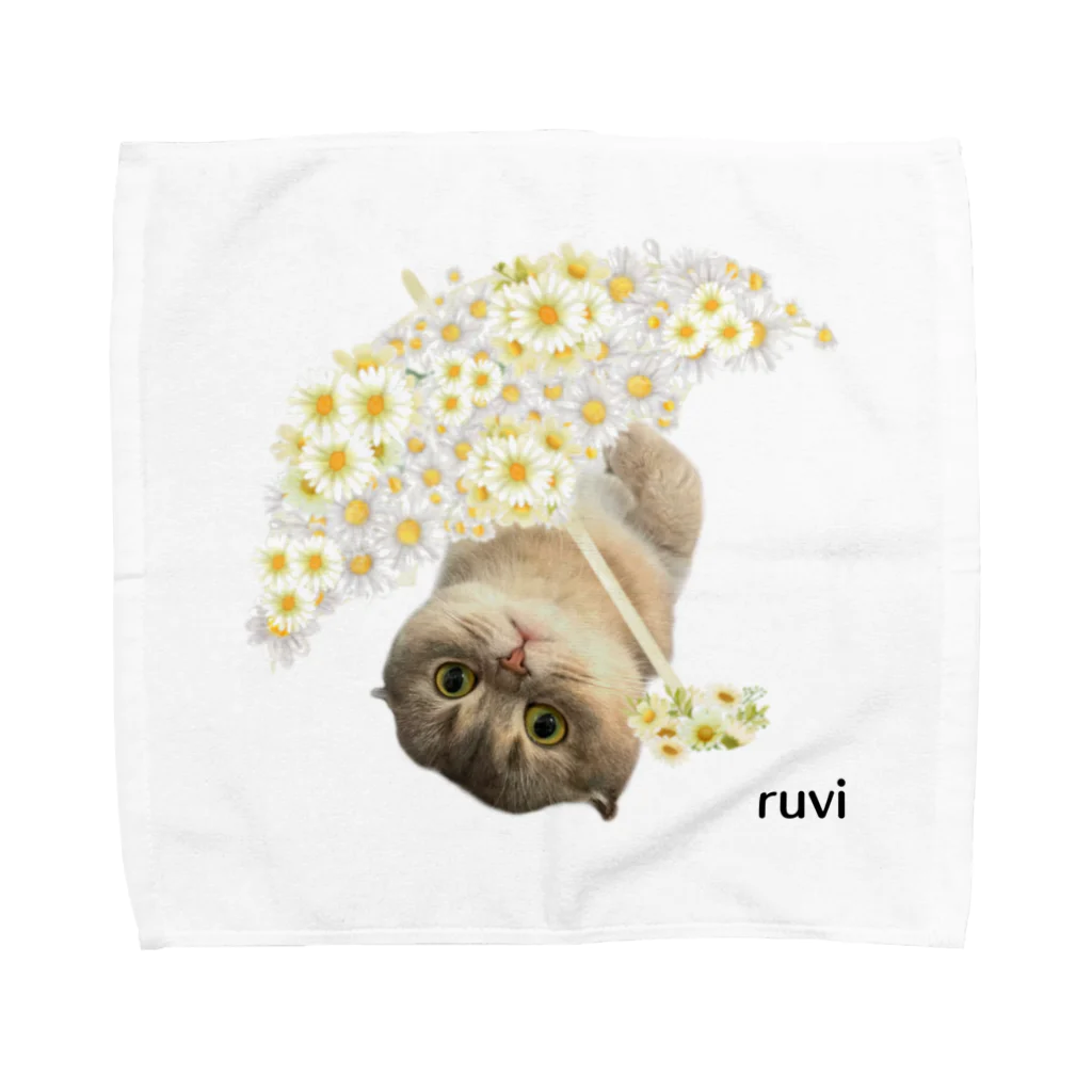 ゆきリンアート【保護猫活動 支援】の花傘ーるびちゃん Towel Handkerchief