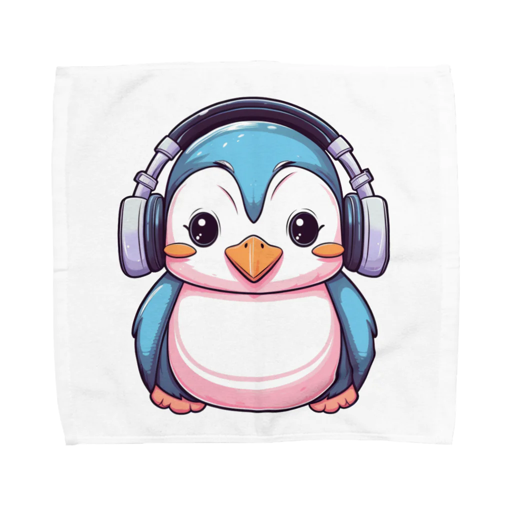 Vasetti_pressのヘッドホンを付けているペンギン Towel Handkerchief