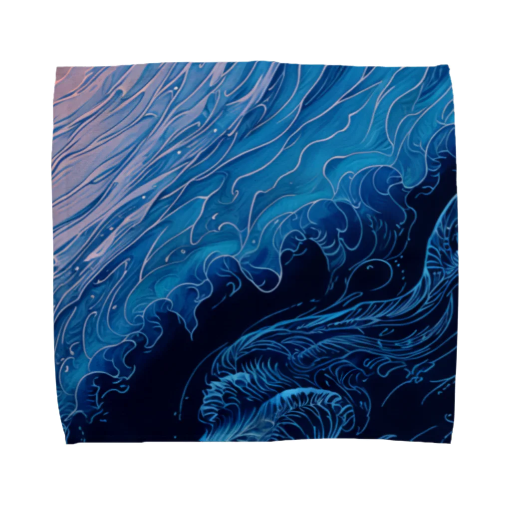 流水*ryu-sui@NFT AIartist/流浪人の彩波〜Ayanami〜Coloring Waves Towel Handkerchief