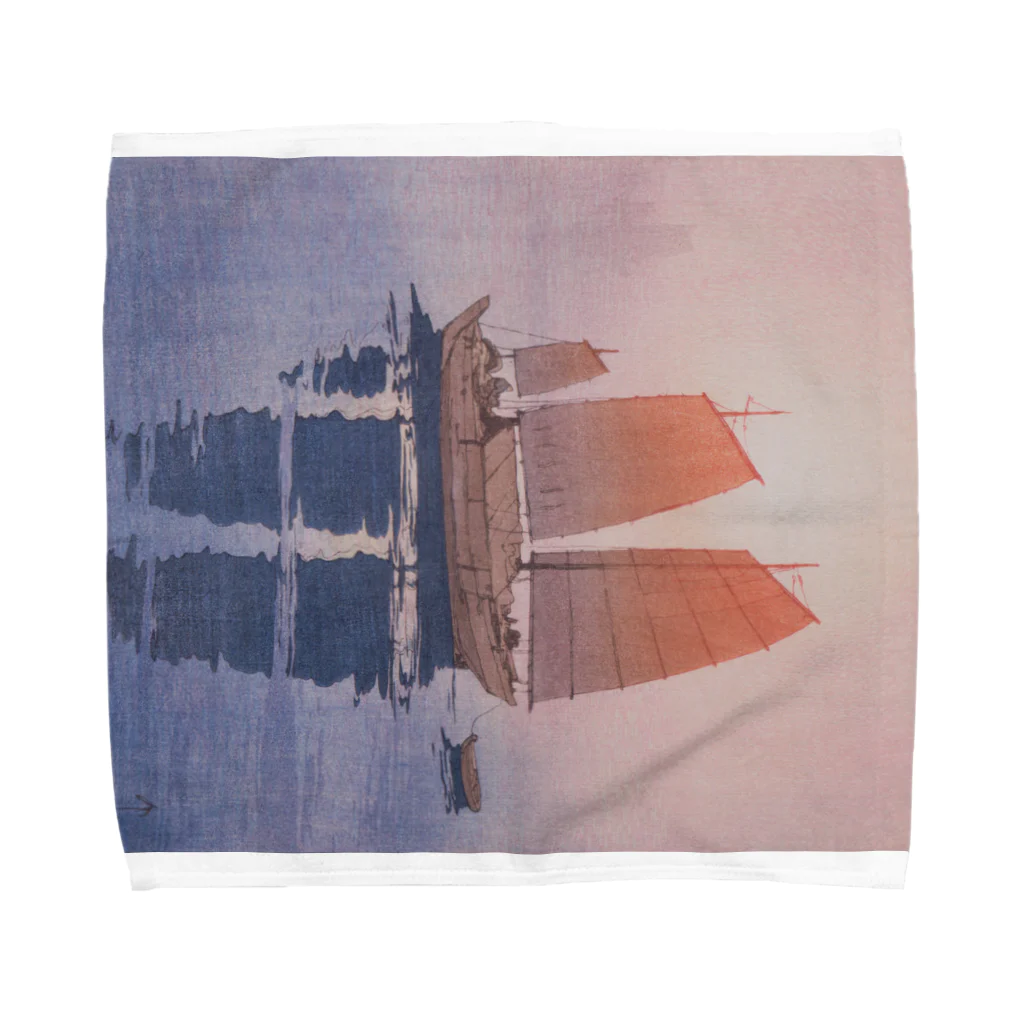 寿めでたや(ukiyoe)の日本画：吉田博_瀬戸内海集帆船 朝 タオルハンカチ