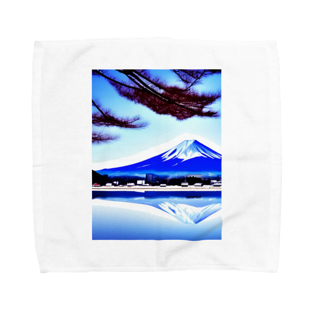 富士山アート倶楽部の富士山はいかがでしょう　冬 タオルハンカチ