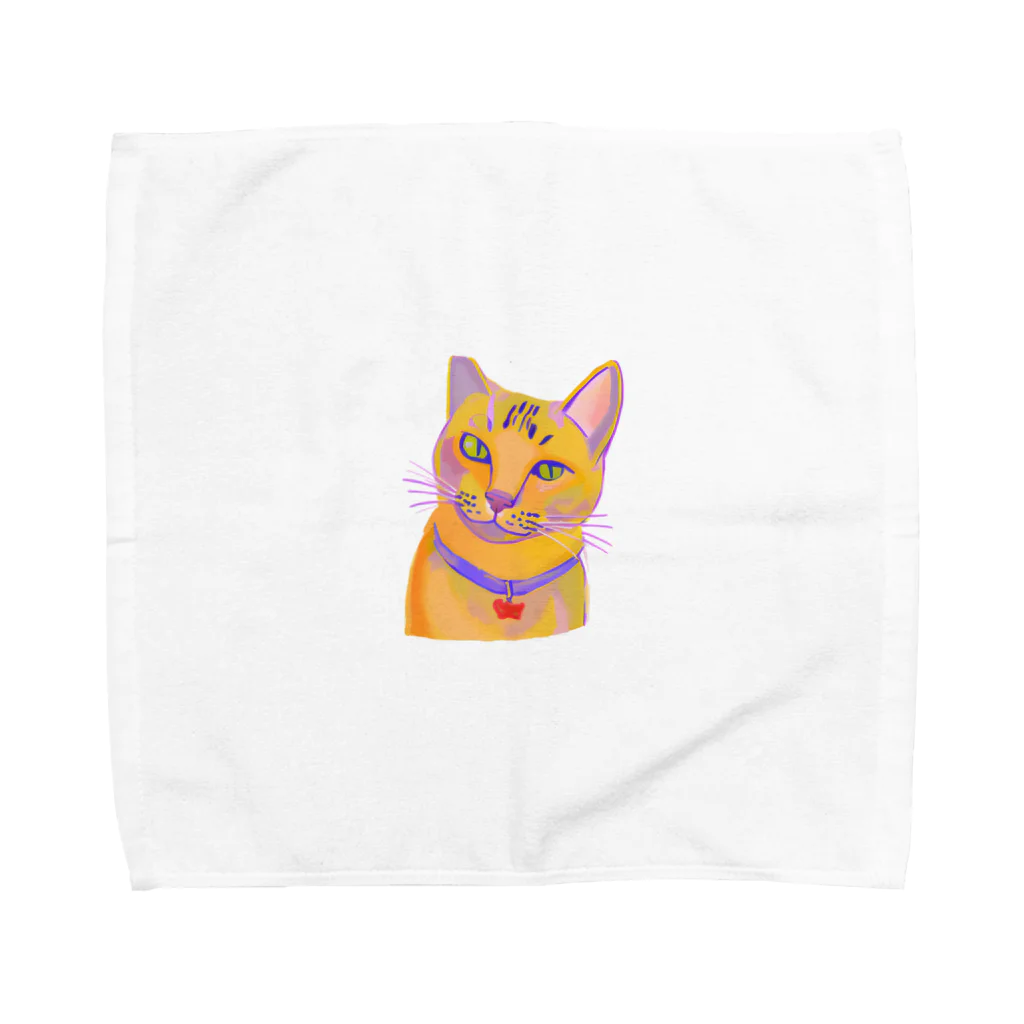 ネコフスキの鮮やかな凛々しい猫さんのイラストグッズ Towel Handkerchief