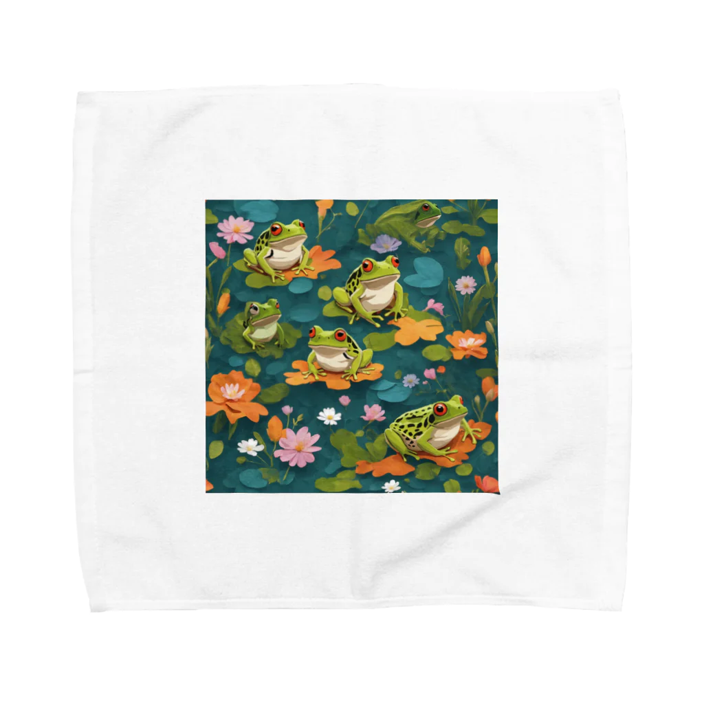 sagimoriのカエルアート Towel Handkerchief