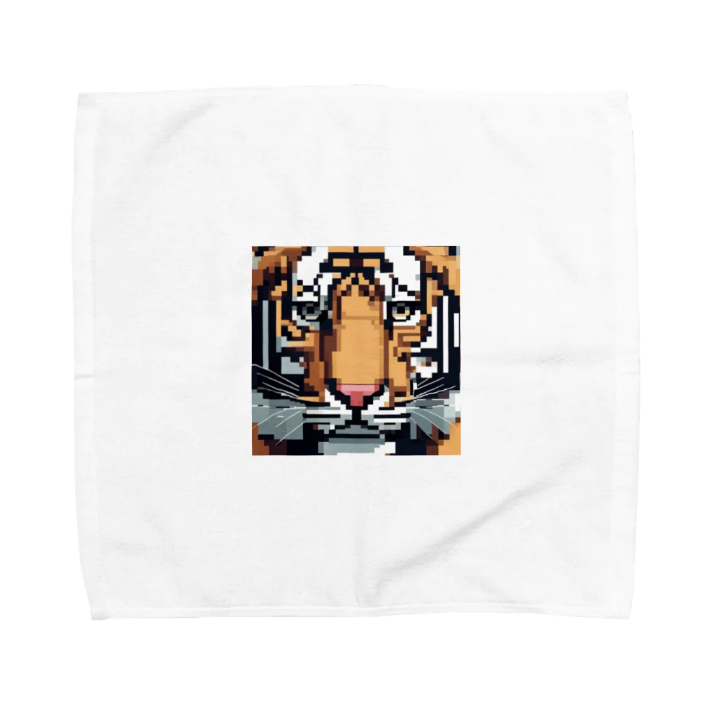 ki1962のドット絵で描かれた虎のアップ画像のプレミアムグッズ Towel Handkerchief