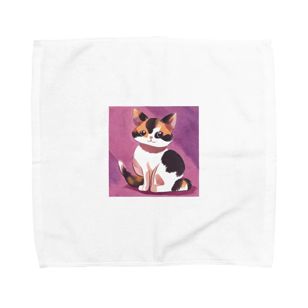 teru011のかわいい　三毛猫　グッズ Towel Handkerchief