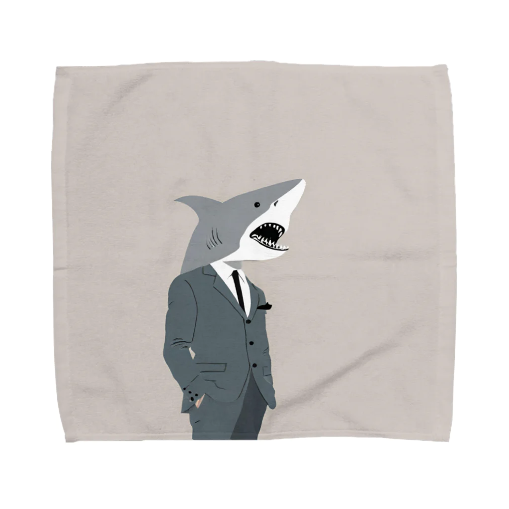 full count  animals design /究極動物工房のトップ営魚マンさめお Towel Handkerchief