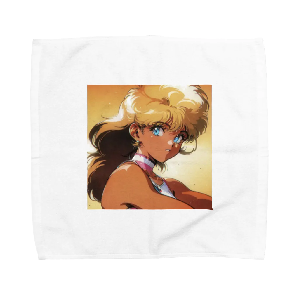 monmoruの1980s ロングヘアーギャル Towel Handkerchief