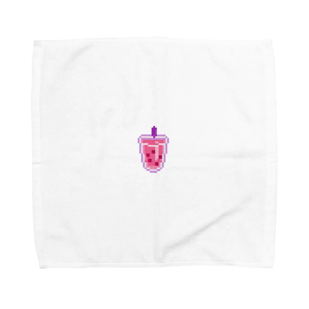 ArtistのStrawberry boba tea kawaii pixe art Towel Handkerchief
