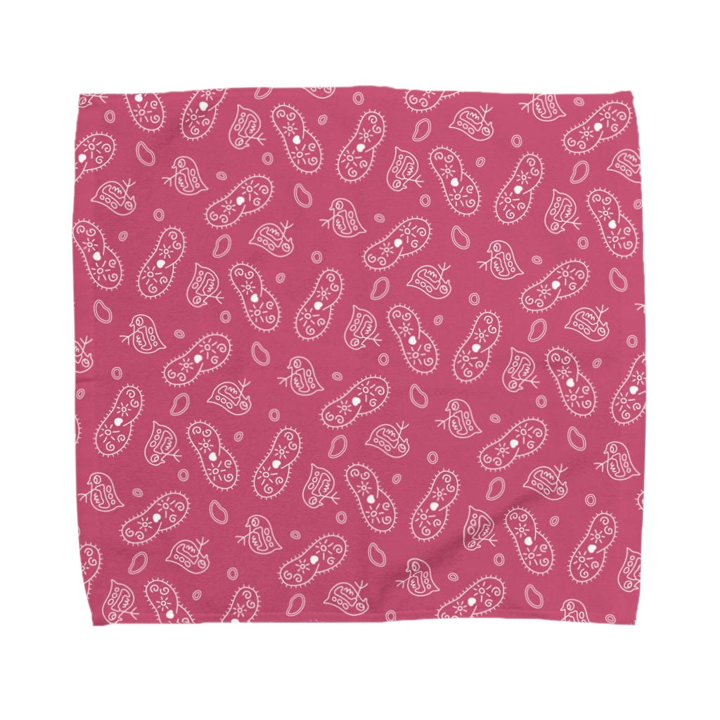 B-catの微生物パターン赤_ハンカチ Towel Handkerchief