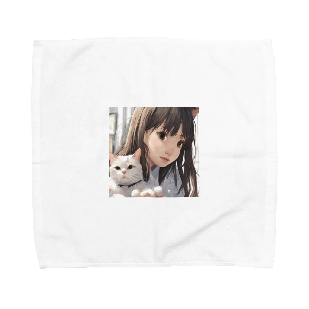 zhalyの猫と少女 Towel Handkerchief