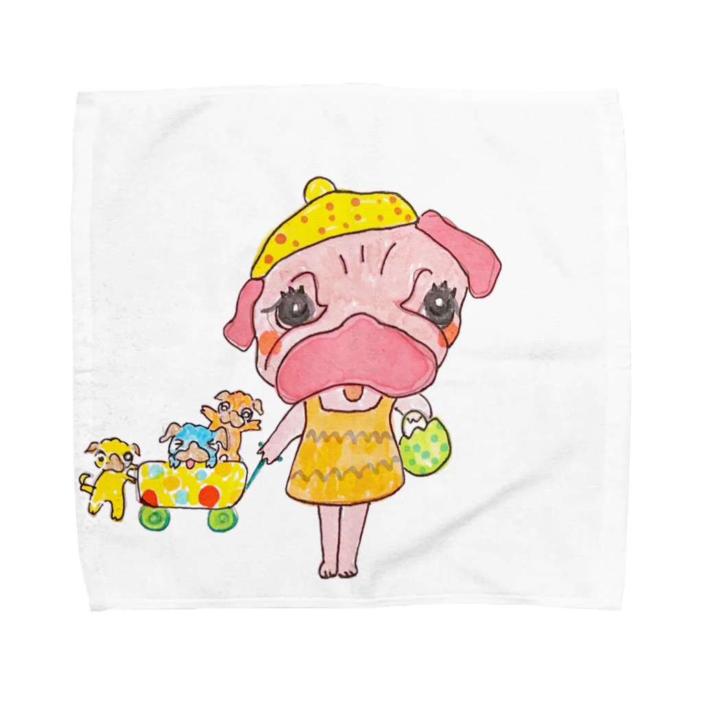 M_pugのおしゃれぱぐちゃん Towel Handkerchief