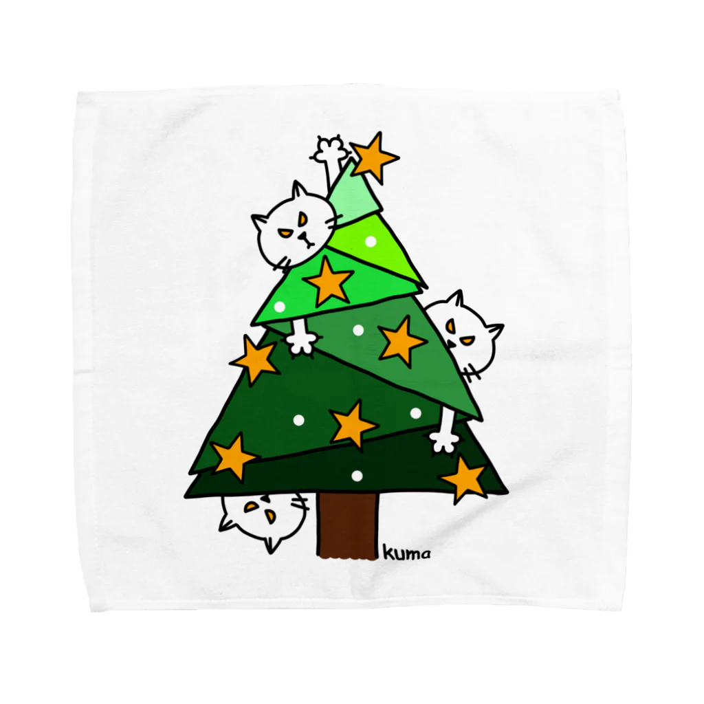 mkumakumaのニャンコの楽しいクリスマス Towel Handkerchief