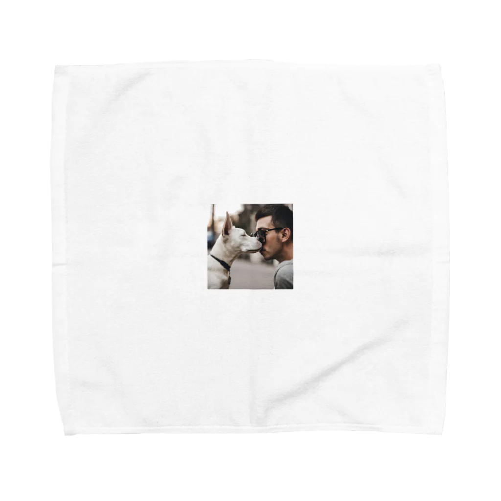 ma114のキスする犬グッズ Towel Handkerchief