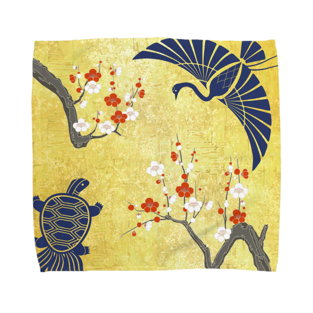 Musashi和柄Shop 【Japanese pattern】の鶴亀タオルハンカチ Towel Handkerchief
