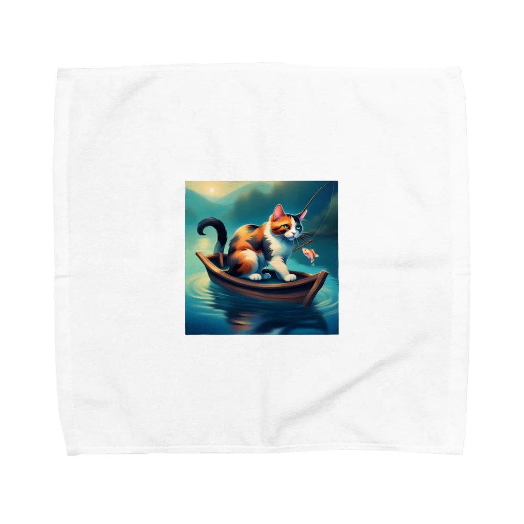 桜猫店-sakuraneko-の釣り猫君 Towel Handkerchief