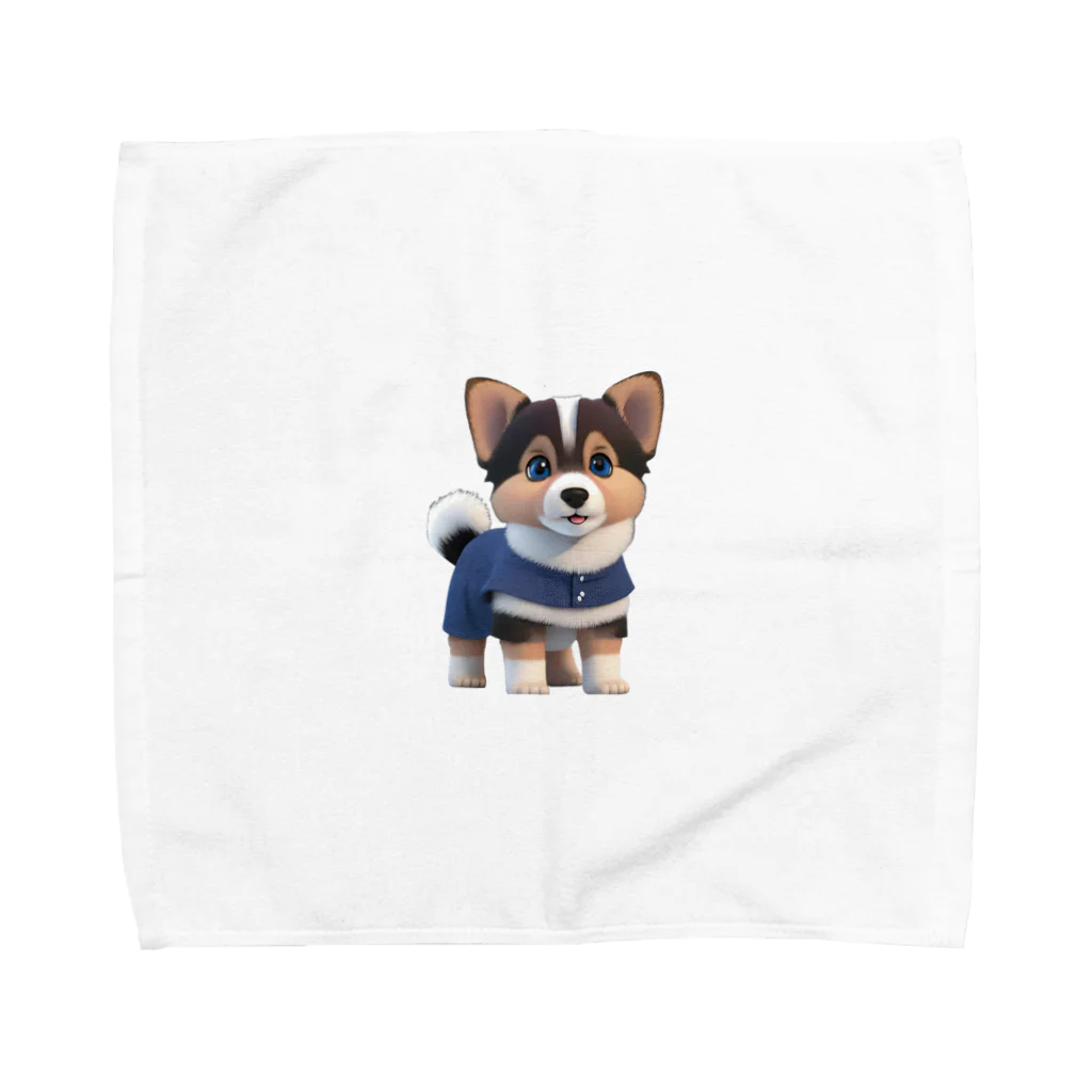 ぱんだまんの可愛い３D犬 Towel Handkerchief