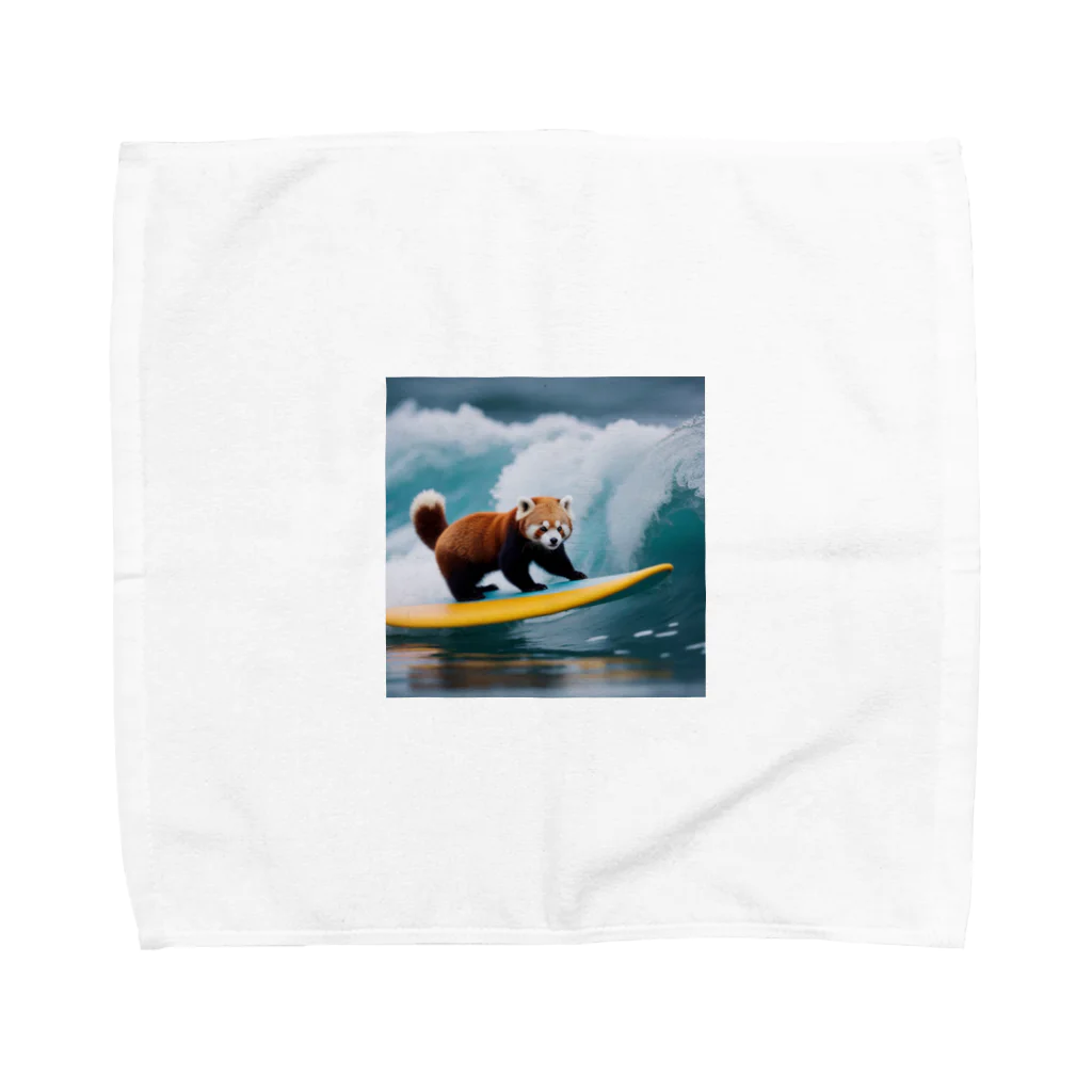 godo_dioのサーフィンをするレッサーパンダ タオルハンカチ
