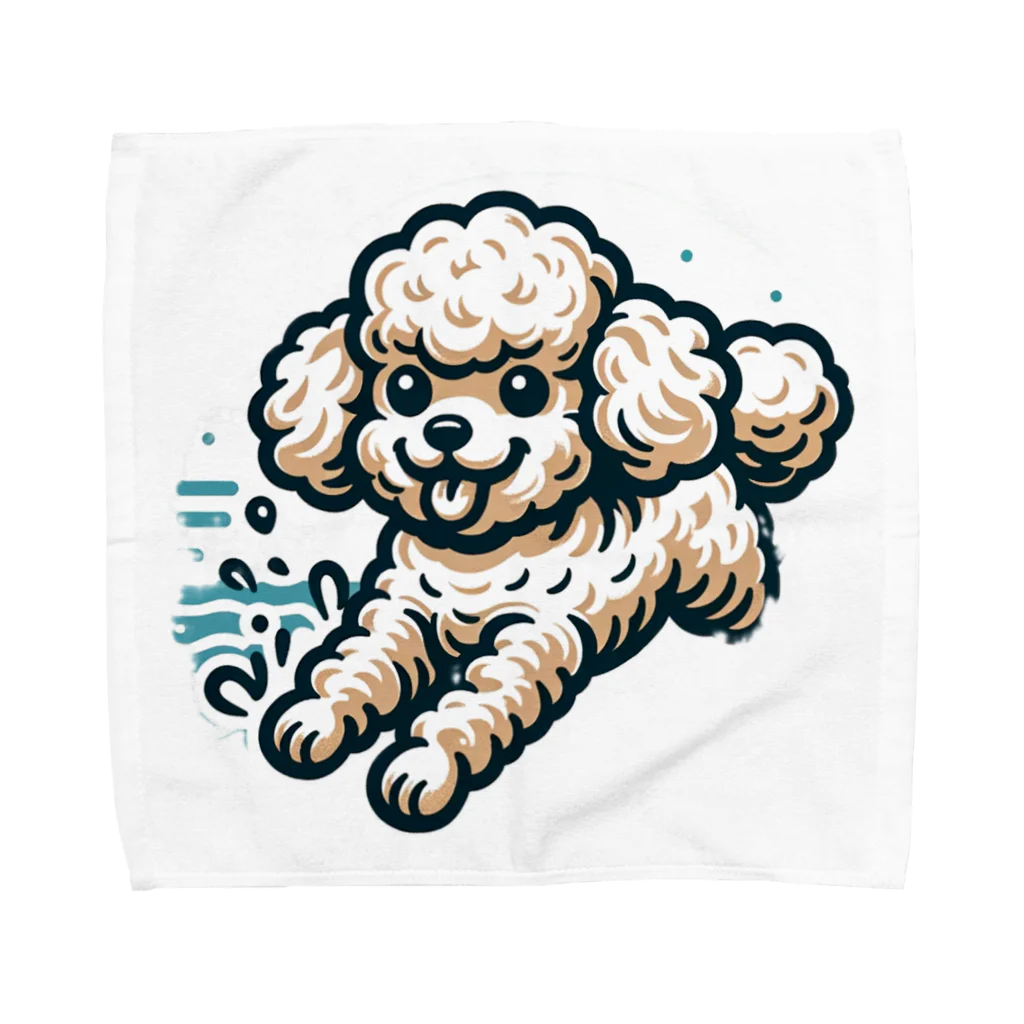 Tokyo_Doodleのもふもふアプリコット　トイプードル　みずあそび Towel Handkerchief