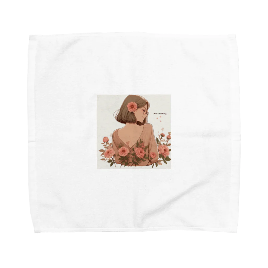 OObanzakuzakuのメガネ女子　平和と花飾り Towel Handkerchief