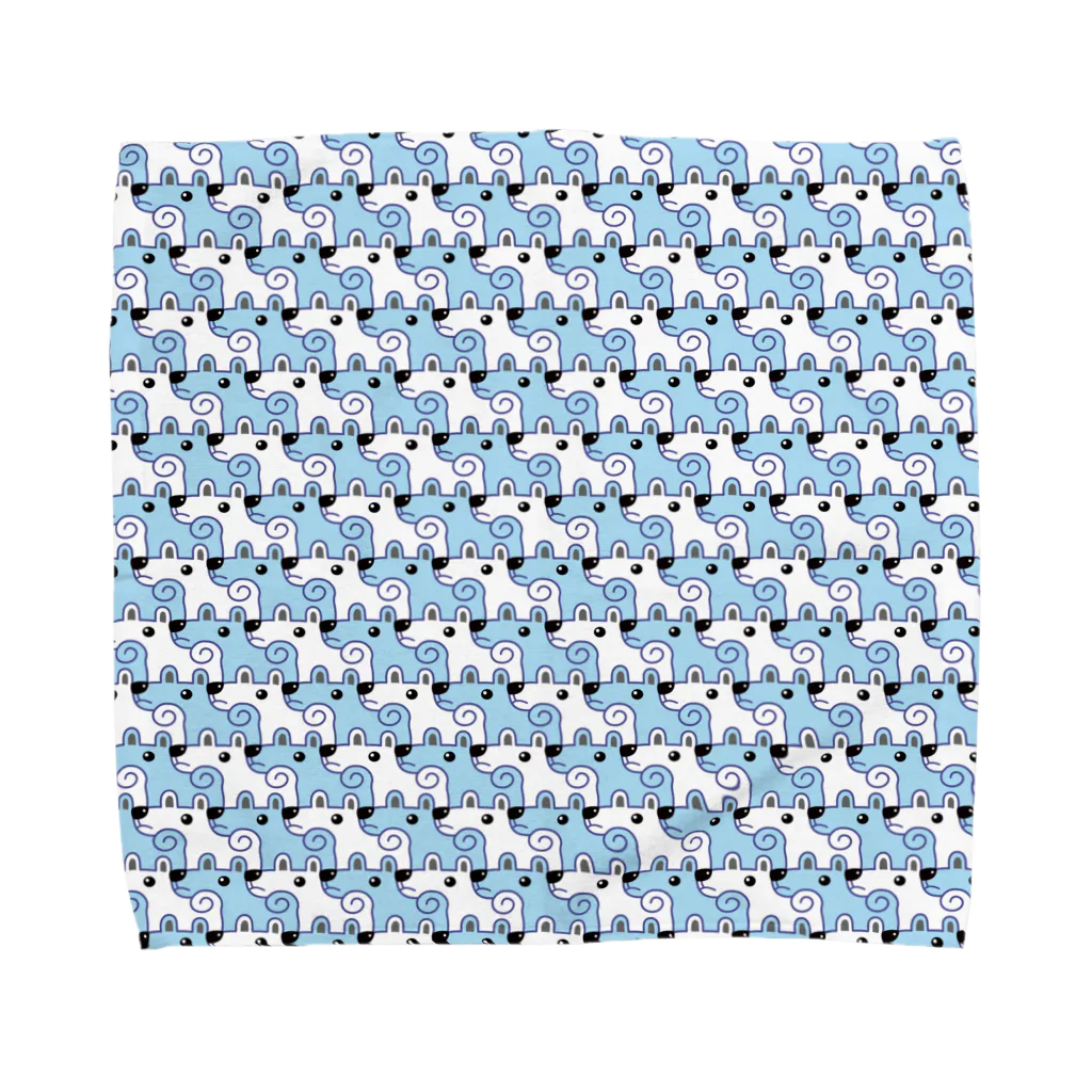 みかんの前向きな感じの犬のテセレーション(水色)_2 Towel Handkerchief