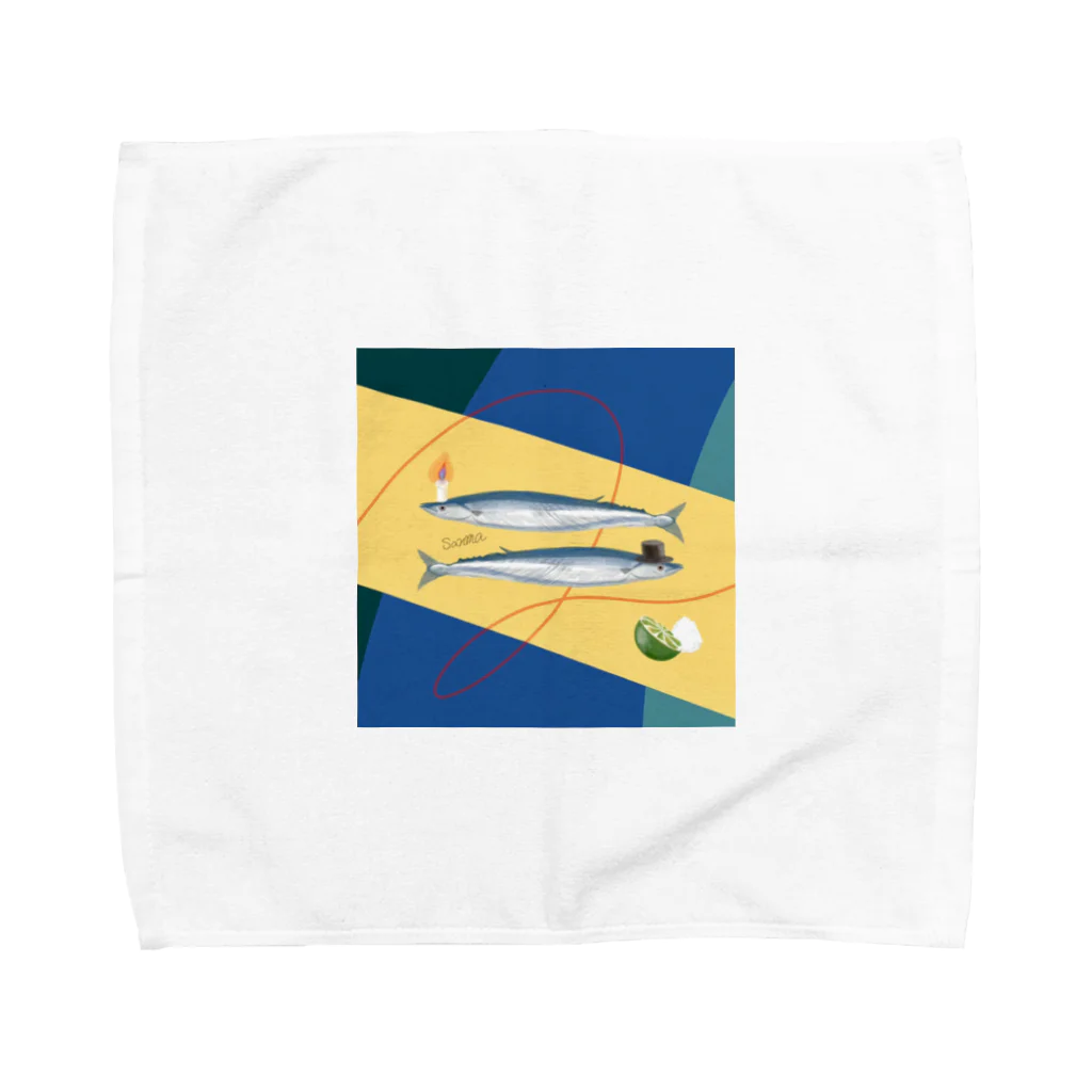 にゃんこのさかなのサンマ Towel Handkerchief