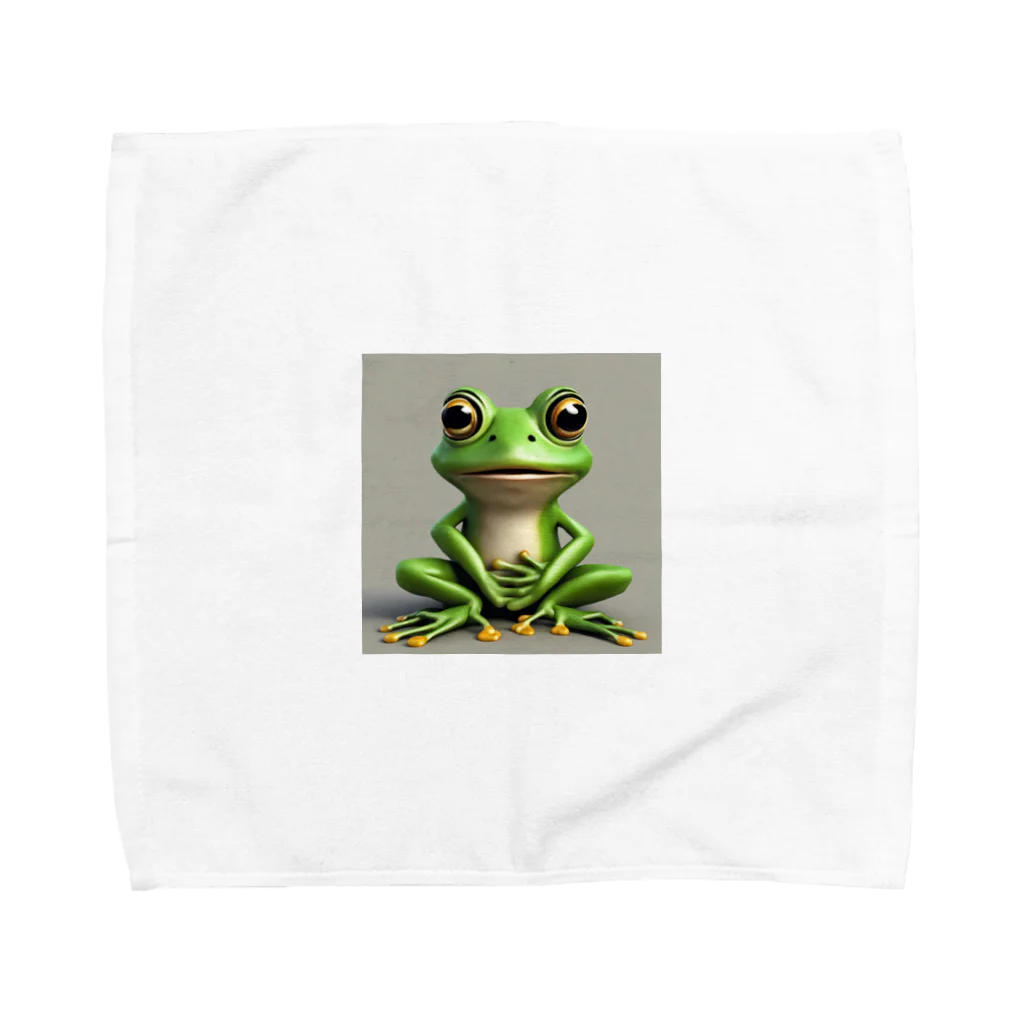 カエルグッズの正面蛙 Towel Handkerchief