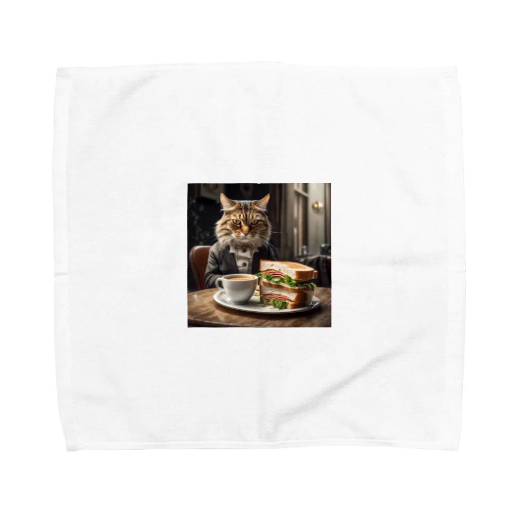 だんのんのサンドイッチでランチする猫 Towel Handkerchief