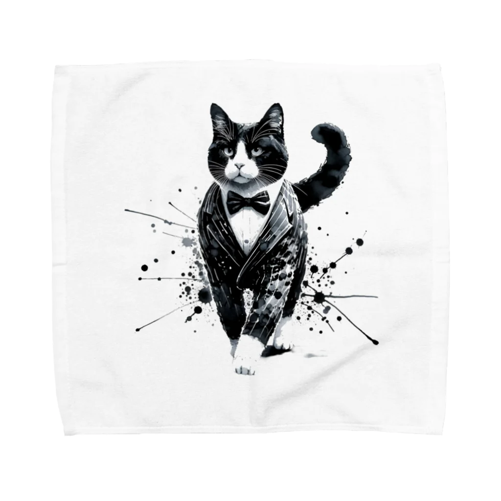 Cat Freakのタキシードキャット Towel Handkerchief