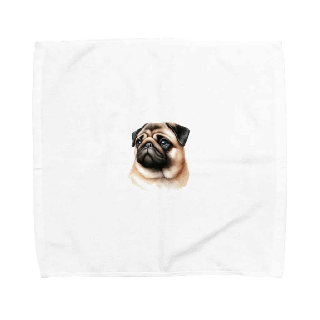 鼻ぺちゃ犬と和猫のやんちゃパグ Towel Handkerchief