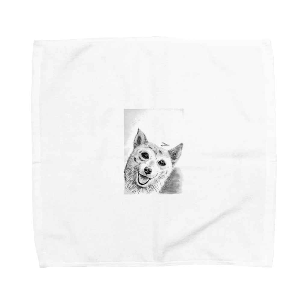 でんちゃんの鉛筆画のワンちゃん Towel Handkerchief