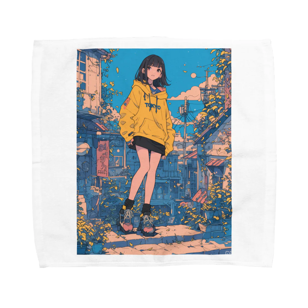 Kazuya Satoの昭和テイストカラフルPOPガーリー Towel Handkerchief