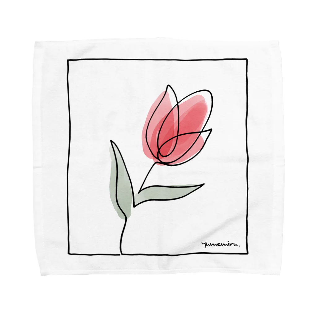 Atelier YUMEMIRU のOne Stroke Tulip 一筆書きのチューリップ Towel Handkerchief