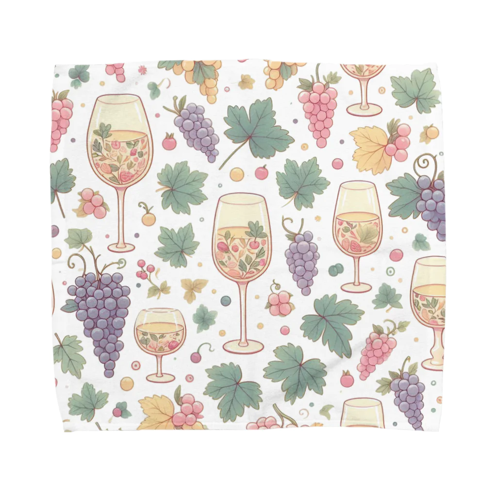 MOONY'S Wine ClosetのWine and Grapes Towel Handkerchief