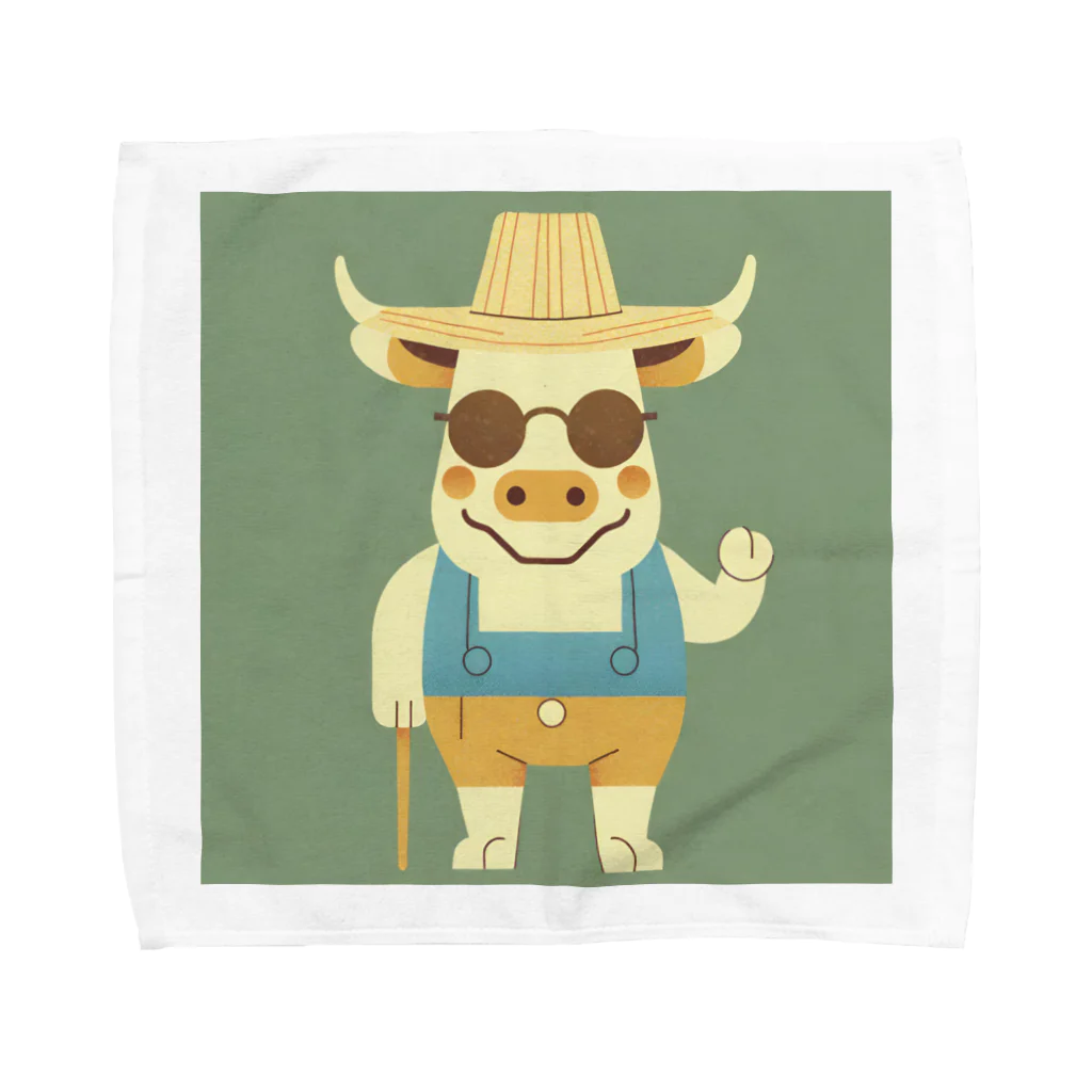 なべなべSHOPの牛のケイン Towel Handkerchief