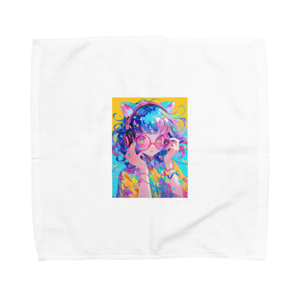 no_mi_Ke08のメガネの可愛い女の子のキャラクター Towel Handkerchief