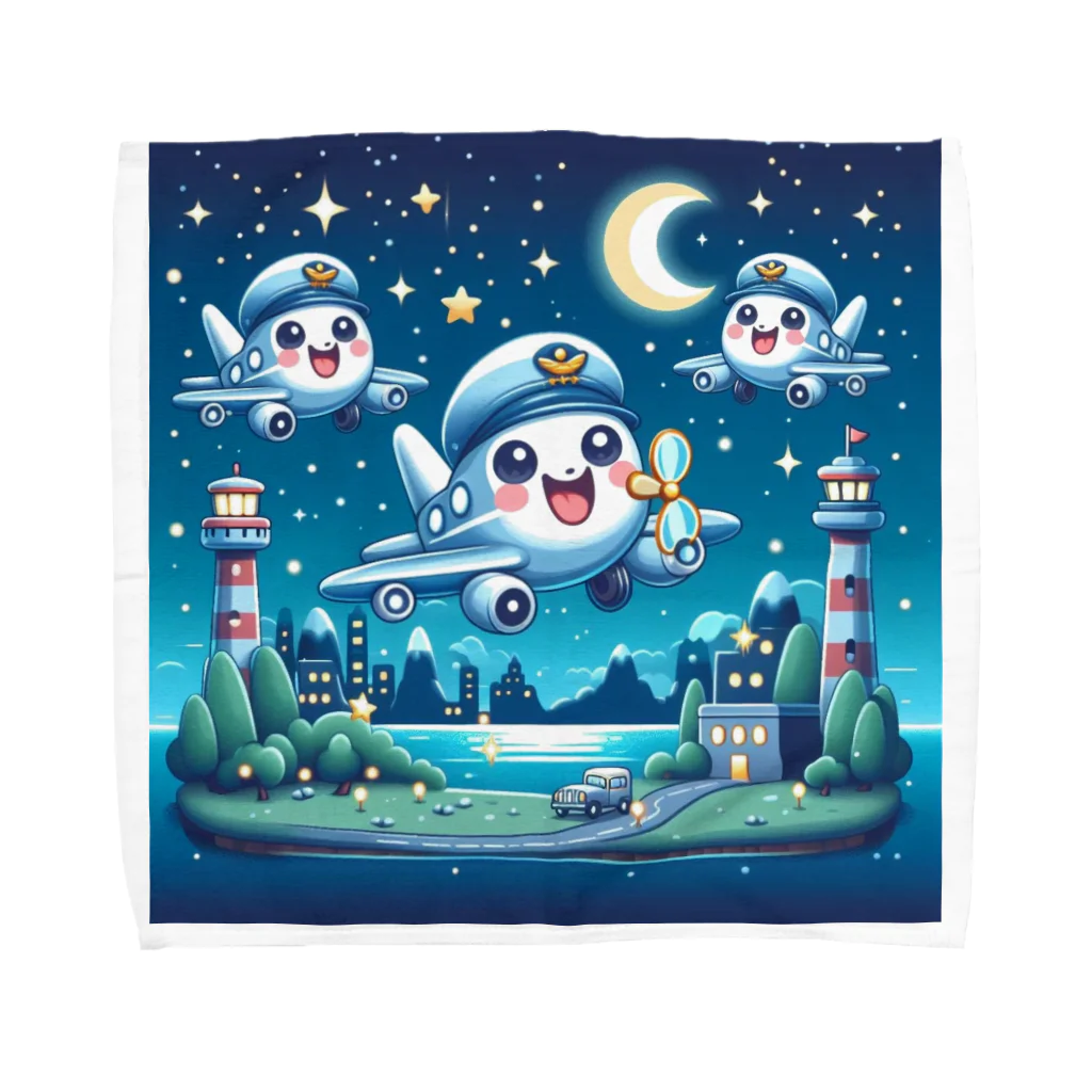 キャラクターズのキラキラ夜景飛行くん Towel Handkerchief