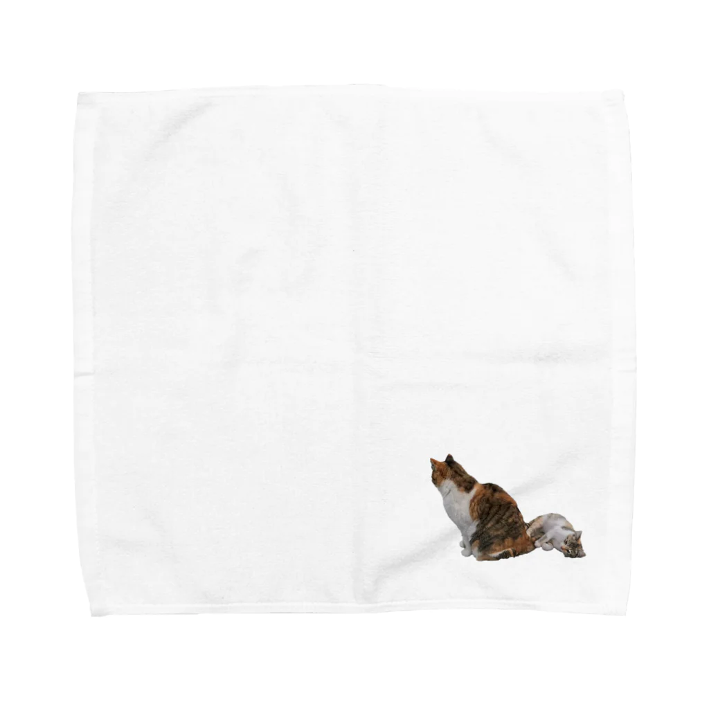 猫島のじかんの親猫の尻かじり子猫 Towel Handkerchief