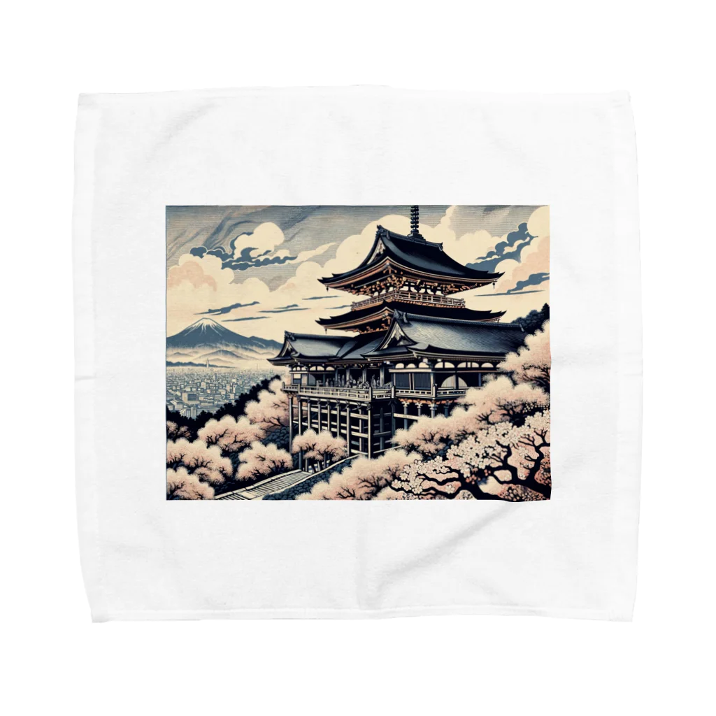 Hey和の清水寺　世界遺産　絵画 Towel Handkerchief