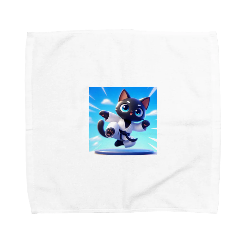 キュート＆クールのハイキック空手家クロネコ君 Towel Handkerchief