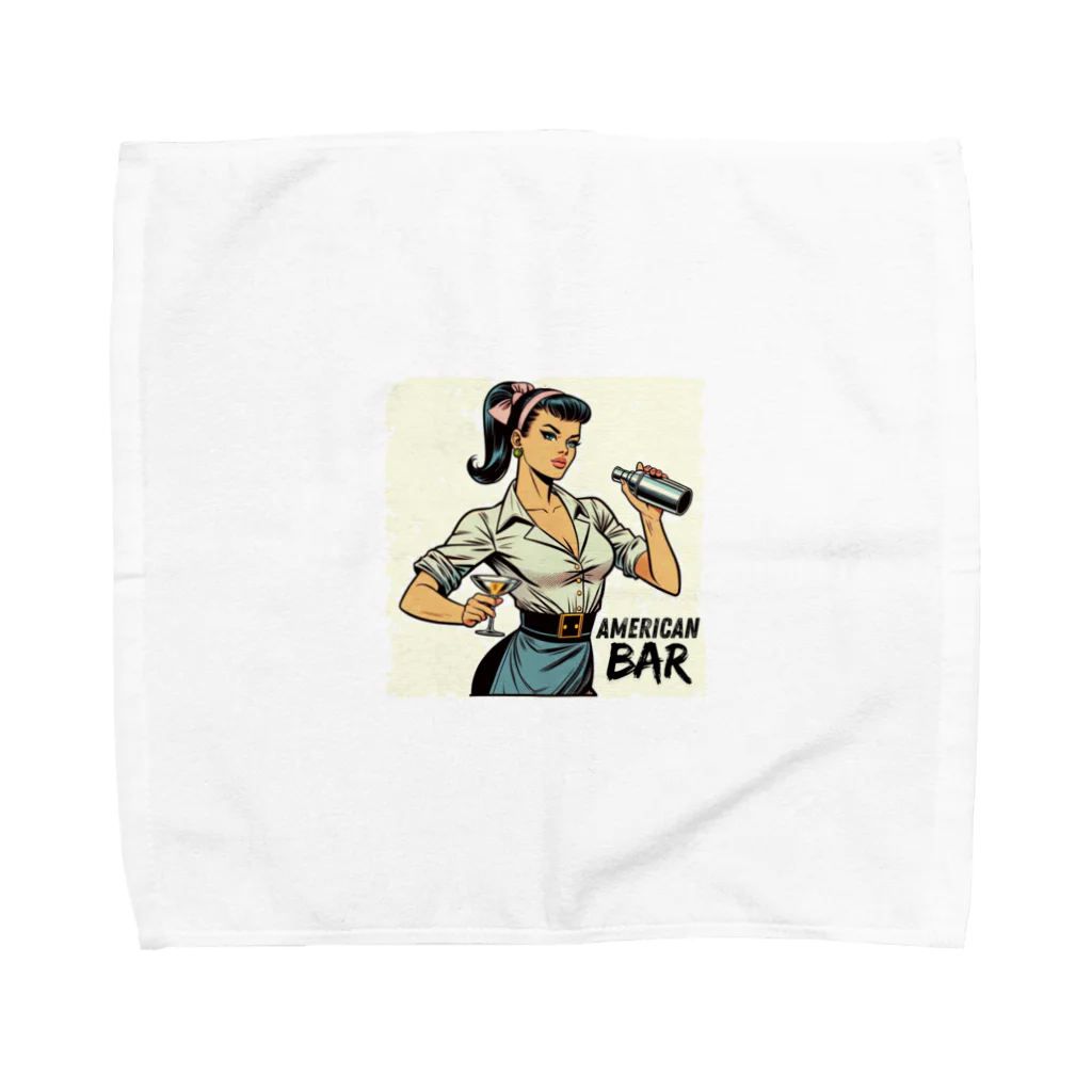 AMERICAN BARのアメコミ風バーテンダー Towel Handkerchief